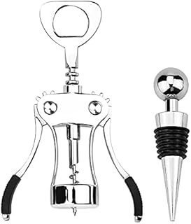 Winfred Red Wine Beer Bottle Opener Wing Corkscrew Set, Upgrade Wing Corkscrew Wine Opener with Wine Stopper Bottle Opener for Beer and Wine Bottles Used by Waiters, Sommelier and Bartenders