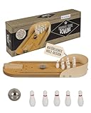Out of the blue Tabletop Bowling Game aus Holz – Mini-Bowling-Set inkl. 1 Kugel & 10 Pins – kompaktes Tischspiel für Büro, Zuhause & Spielpausen