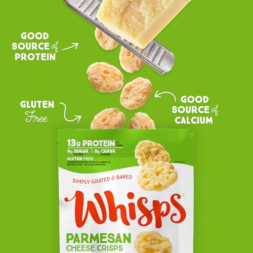 Whisps Parmesan Cheese Crisps | Keto Snack, No Gluten, No Sugar, Low Carb, High Protein | 9.5 ounce