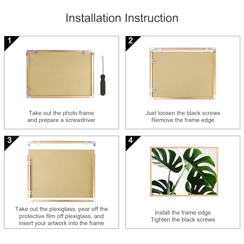Podronale 24X36 Matte Gold Picture Frame, 2 Pcs, Plexiglass, Thin Aluminum Poster Frame thumb #3