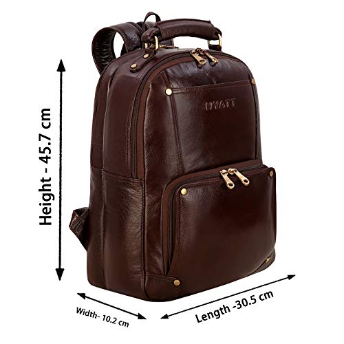 Image of RICHSIGN LEATHER ACCESSORIES Genuine Leather Laptop Backpack Bag For Men And Women, College, Office, Travel Use | 15.6 Inch Laptop Compartment