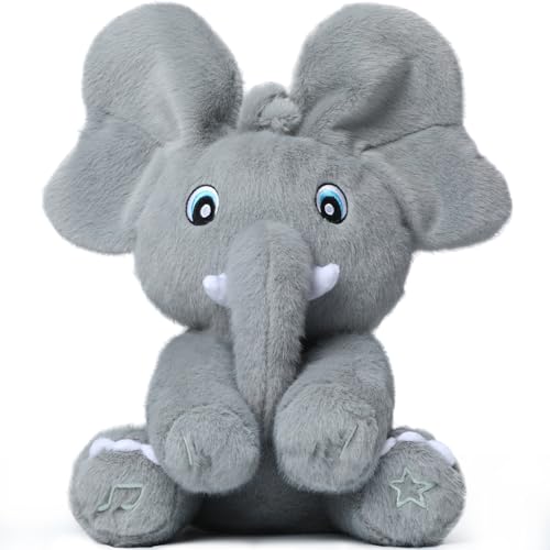 Peekaboo Elephants Newborn Baby Toys - Peek A Boo Elephant Plush Interactive Toy Stuffed Animal Sing 4 Songs Elephant Teddy For Baby Boys Or Girls Gift 0-36 Months
