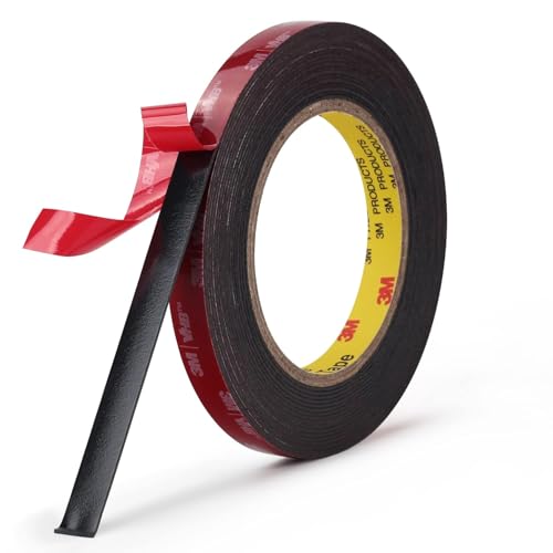 3M Double Sided Mounting Tape 5925 VHB Black Foam Tape High Bond Waterproof Heavy Duty Strong Adhesive Tape Thick 0.025 in Fastener Replace Décor Frame Logos