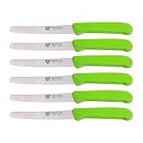 GRÄWE Tafelmesser 6 Stück, Messerset zum Schneiden, 6er Pack Brötchenmesser, Frühstücksmesser mit einseitigem Wellenschliff, Messer 21 cm - Grün