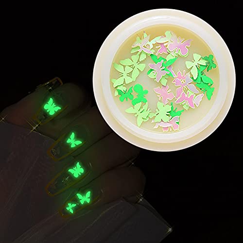 YUECI Luminous NAIL PAILLETTEN Glow In The Dark Schmetterling Runde DIY Nagelschmuck Nail Art Nail Sticker Glitzer Make… – Bild 3