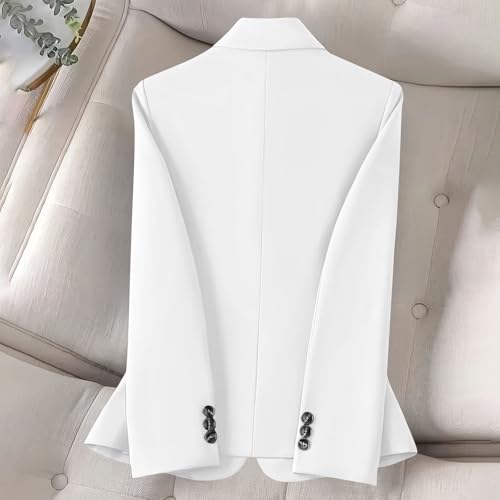 Women's Fashion Blazer Notch Lapel Long Sleeve 2025 Trendy Button Trim Slim Fit Business Office Work Jacket3