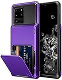 Vofolen for Galaxy S20 Ultra Case Wallet Credit Card Holder 4-Card Slot Hidden Back Pocket Dual Layer Hybrid Rugged Rubber Bumper Protective Hard Shell Cover for Samsung Galaxy S20 Ultra 6.9 (Purple)