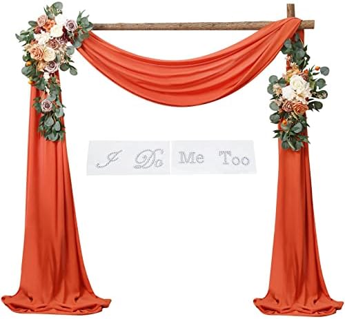SOJOCK Artificial Wedding Arch Flowers Kit(Pack of 3)- 2 Pcs Floral Arrangement, 1 Pcs Fabric Drap, for Wedding Ceremony Bouquets and Reception Backdrop Decoration,DIY Garden Craft Art Decoration