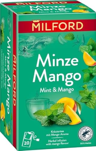 MILFORD Minze Mango | Kräutertee mit Mango-Aroma | 20 Teebeutel