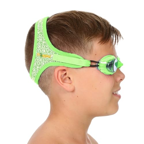 Frogglez Anti-Fog Swimming Goggles for Kids under 10 (Ages 3-10) Recommended by Parents; Premium Pain-Free Strap