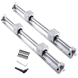 GooEquip Linearführung SBR12 400mm 2 x Linearschienen und 4 x Lagerblöcke mit SBR12 Schienenstopper, Linearschienenlänge 400 mm Linearschienen für 3D Drucker CNC Teile