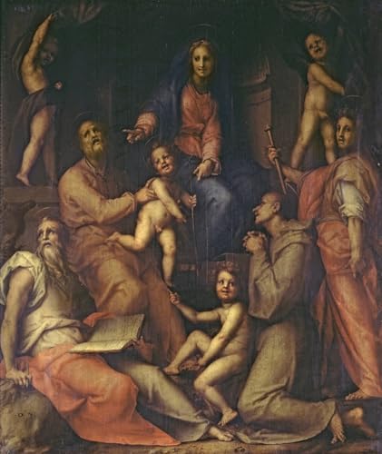 Toile d'art abstrait Jacopo Pontormo sainte famille poster décoration salon 60x90cm
