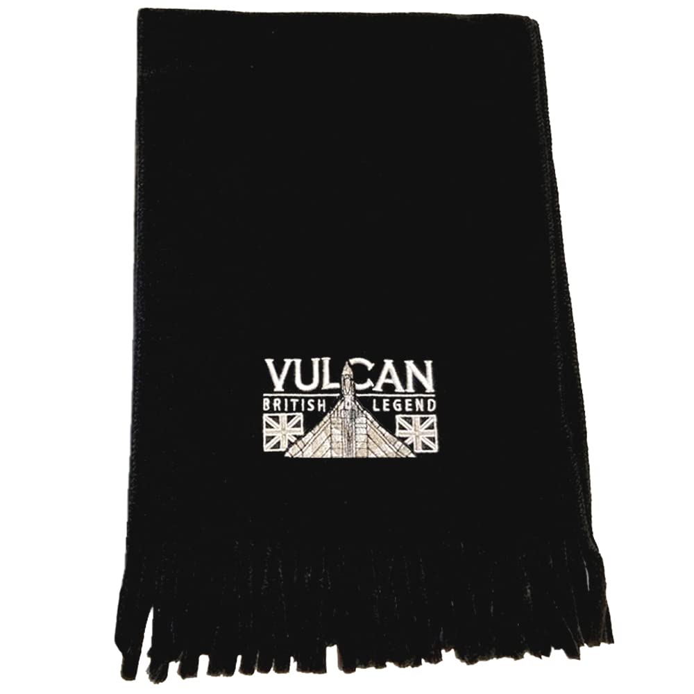 The Wooden Model Company Ltd Men's Black Avro Vulcan Cold War Nuclear Bomber Aircraft Embroidered Scarf.