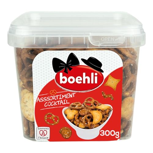 Savourez l'Alsace en apéritif avec cet assortiment malin de biscuits salés BOEHLI, format 300g pour partager sans compter - Lot de 4