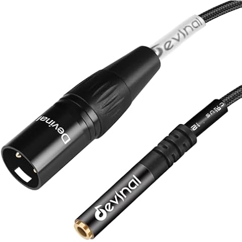 Devinal Balanced XLR to 1/8 inch Female Adapter, 3.5mm Female TRS to XLR Male Transforming Cord Converter 1 Feet Cover