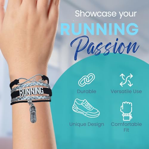 Infinity Collection Running Gifts- Runner Bracelet, Running Jewelry, Adjustable Running Charm Bracelet- Perfect Cross Country, Track, Marathon Gifts …2