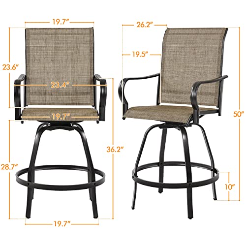 Yaheetech Outdoor Swivel Bar Stools, Set Of 2 All-Weather Bar Height Patio Chairs Furniture For Garden Backyard, Bronze #TOP2