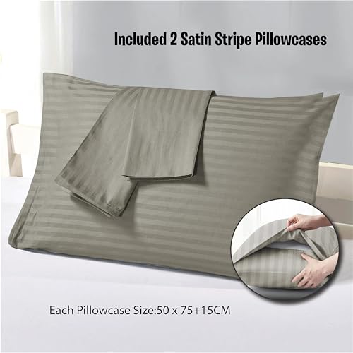 Parure de lit réversible en microfibre beige avec 4 taies d'oreiller