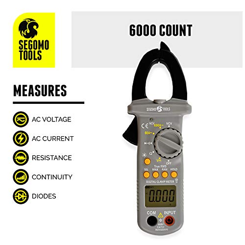 Image of TRMS 6000 Count Clamp Meter - AC Voltage & Current, Resistance, Continuity & Diode Auto Ranging Digital Clamp Meter - Voltmeter & Electrical Tester - Continuity Tester - DCM1