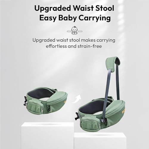Image of StarAndDaisy 3-in-1 Baby Carrier for 0 to 3 Year Baby /Kangaroo Bag with Comfortable Soft Hip Seat /Baby Carrier /Sling - 3 Carrying Positions with 2 Storage Pockets (3 in1-Green)