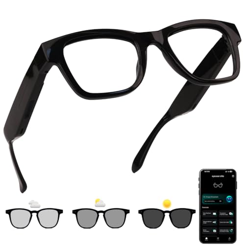Image of AI Smart Glasses with Photochromic Lenses, Translation & Voice Assistant | Bluetooth Audio, 160 Languages for Real-Time Translation, Travel, Music & Hands-Free Calls for Men & Women(Sunglasses Lenses)