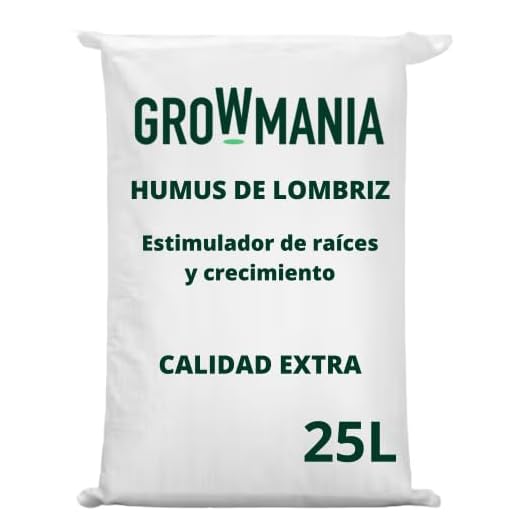 GROWMANIA Hummus de Lombriz 25L para Plantas | Fertilizante Orgánico | Sustrato Universal Rico en Bionutrientes | Abono para Cultivos