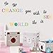 TOARTi Be The Change You Wish to See in The World Wall Decals, Inspirational Quotes Wall Stickers, Colorful Lettering Wall Art for Classroom Playroom Bedroom Decor