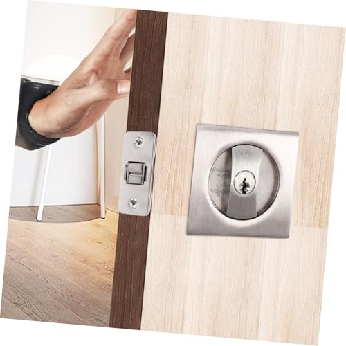 Juego Moderno de Herrajes para Cerradura de Puerta Corredera con Llave, Diseño Delgado Empotrado, Recubrimiento Resistente a la Corrosión, Fácil Instalación, Compatible con Grosor Estándar de Puerta para Dormitorio y Baño miniatura 7