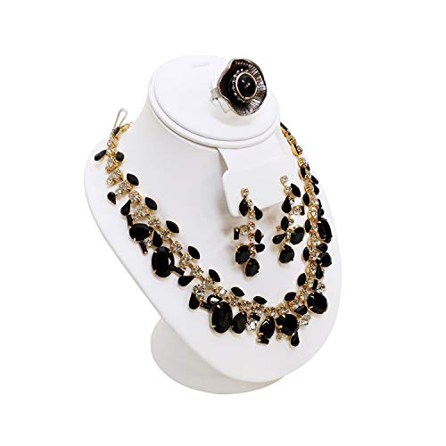 Mooca Jewelry Display Necklace Chain Jewelry Bust Display Holder Stand, Necklaces Display Necklace Mannequin, Necklace Bust Jewelry Bust Stand, 8 1/4" Height, White Faux Leather