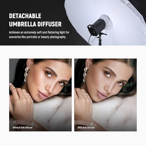 NEEWER 180cm Parabolic Reflexschirm Fotografie Umbrella Softbox mit weißer innerer Diffusorabdeckung Reinigungstuch Tasche Schnellfaltung für Kamera Studio Stativ Videolicht Monolight Blitzlicht, NS4U