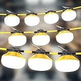 Ipackorin Construction String Lights 100FT: 10000lm Industrial LED String Work Lights with 10 Bulbs - Linkable 5000K Super Bright Temporary Lighting for Construction Site Job Site Work Site