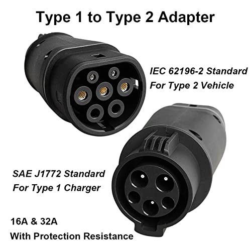 EVSE J1772 Adaptador Tipo 1 para Tipo 2 Tomada Veículo Elétrico Carro Carregador Conector IEC 62196
