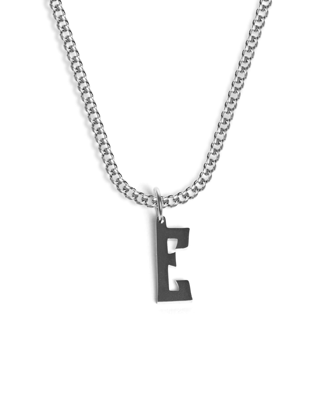 Initial Buchstabe Kette mit Anhänger für Herren und Damen - Streetwear Cuban Halskette mit Letter Initial Anhänger aus 316L Edelstahl in Silber - Wasserfeste Kette - 50-55cm Länge verstellbar