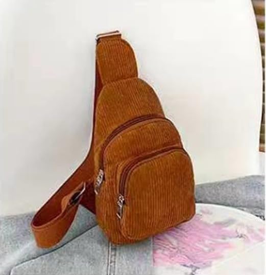 Corduroy Sling Bag Fanny Pack Crossbody Purse Mini Backpack Tote3