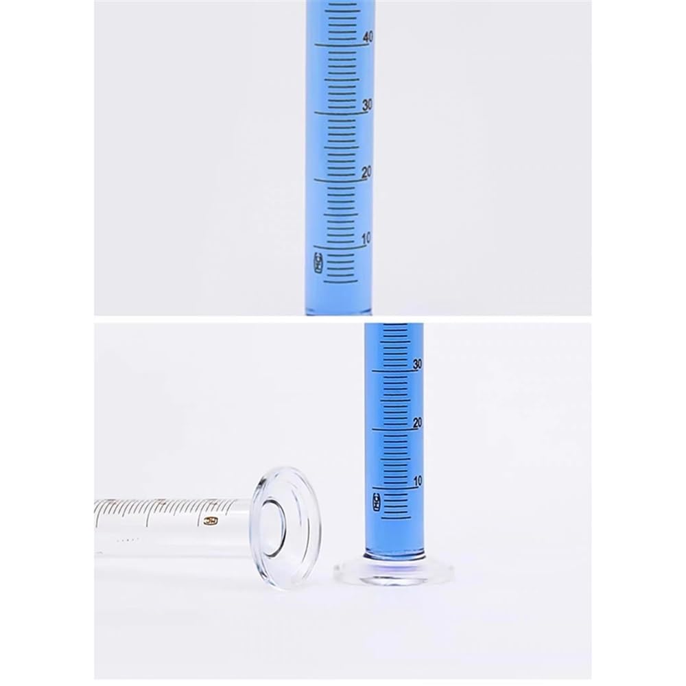 Set di 5 cilindri graduati in vetro da laboratorio da 5 ml, 10 ml, 25 ml, 50 ml e 100 ml con 1 asta di agitazione