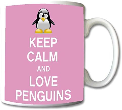 Keep Calm and Love Penguins Mug Cup Gift Retro (Baby Pink)
