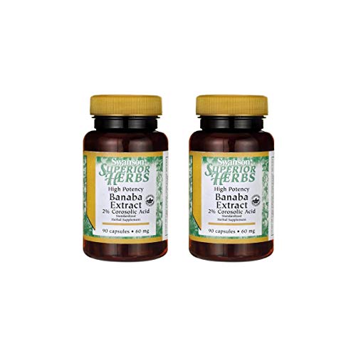 Swanson High Potency Banaba Extract 2% Corosolic Acid 60 mg 90 Caps 2 Pack