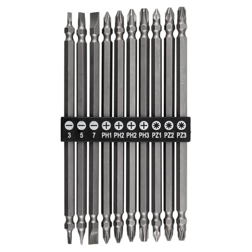 GRAPHITE Lot de 10 embouts extra longs de 150 mm – Embouts à deux points de haute qualité avec tige hexagonale 1/4", en acier CrV robuste, idéal pour les travaux de vissage précis