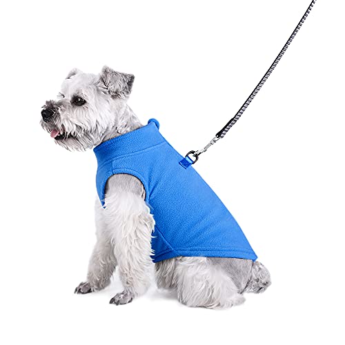 Hundepullover für kleine Hunde, weiches Fleece, für Welpen, Kätzchen, mit Reißverschluss, Winterkleidung, warme Jacke, Mantel, Kleidung, Chihuahua (Größe M: Brustumfang 41.9 cm, blau) Cover