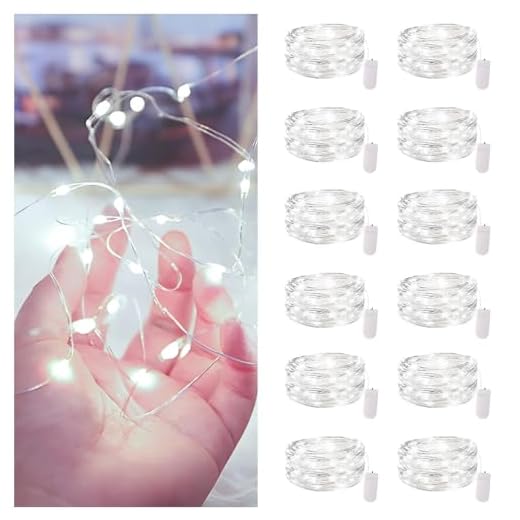 Bexdir 12 Packs Cool White Fairy Lights, Bright Fairy Lights Battery Operated, 7FT 20LED Waterproof Fairy String Lights, Firefly Starry Moon Lights for DIY Mason Jar Birthday Wedding Party Bedroom