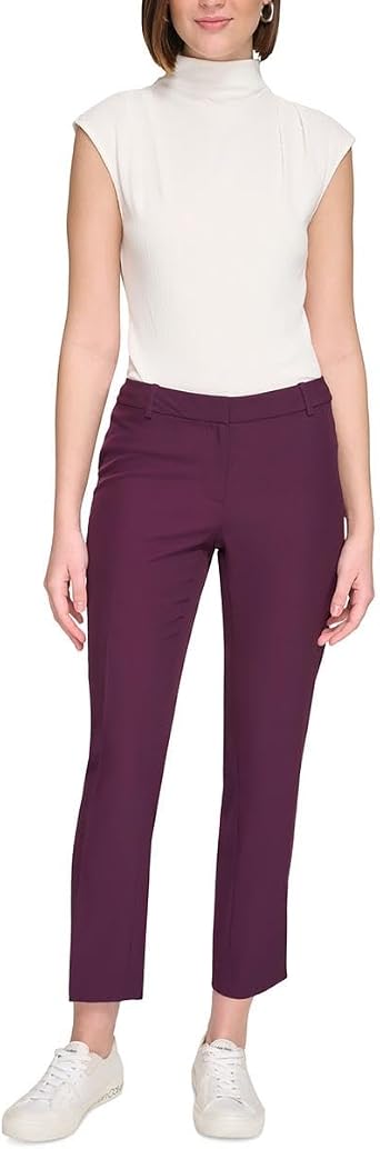 Calvin Klein Womens Slim Mid-Rise Trouser Pants Purple 16