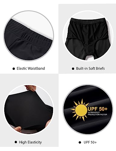 Lecieldusoir Women's Swim Shorts High Waisted Swimming Board Shorts Tummy Control Bathing Suit Bottoms Boy Shorts Black #TOP4