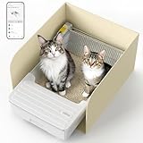 UBPET Open Top Automatic Litter Box, Self Cleaning Cat Litter Box with APP Control and Safety Sensor, Dual Rake, Odor Control, Large Capacity for Multiple Cats