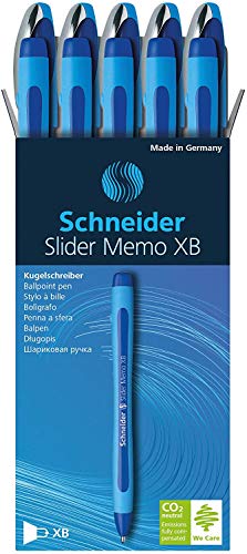Bolígrafo de punta stick Schneider Slider Memo XB, 1.4 mm, tinta azul, 10 uds