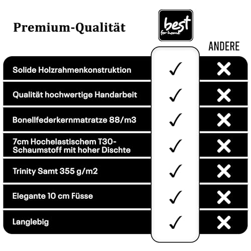 Best For Home Boxspringbett Trinity k-4 mit 7-Zonen Bonell-Federkernmatratze | Boxspringbett 100x200 | Boxsprintbett mit Matratze Und Stauraum | Polsterbett 100x200 - Lieferung bis Bordsteinkante – Bild 8