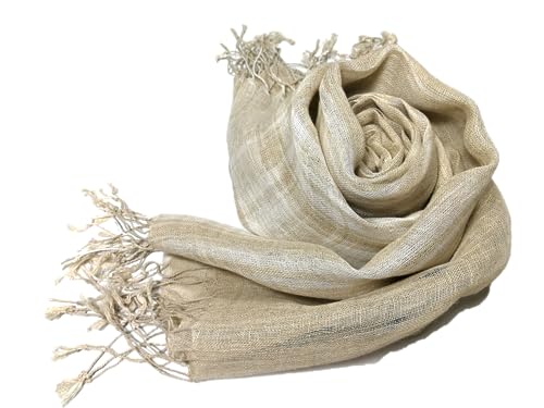 Image of Shanlin Unisex Natural Color 100% Linen Scarves for Men and Women