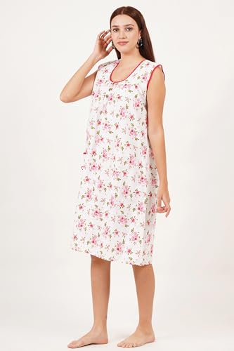 Image of Breezly Woman's Long Short Calf Length Pure Cotton Nighty