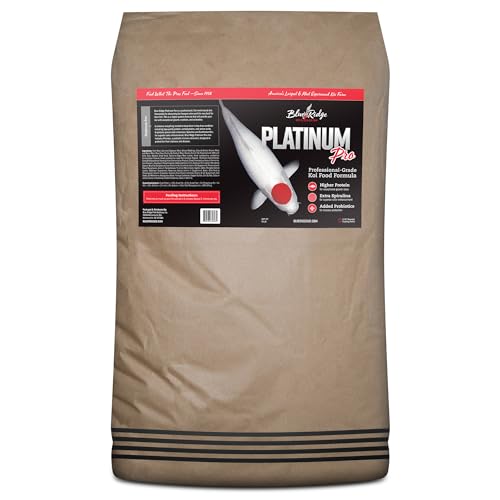 Blue Ridge Koi Fish Food 50lb – Koi Food 3/16” Platinum Pro Formula Goldfish Food, Premium Fish Food for Ponds, Ponds Fish Food, Koi Food Fall and Winter Fish Food, Floating Pond Pellets Fish Food
