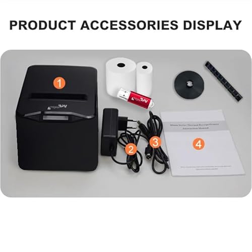 INTGRALTPV -8370 Thermodrucker für Belege/Tickets, 80 mm – Port/Anschluss: USB, RJ11 – Selbstschneidend – Windows, Linux, Mac – Extra Rolle und USB-Stick mit Treibern – POS (Schwarz)