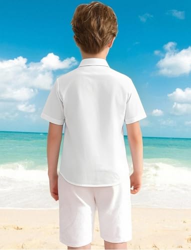 Image of Hawaiian Shirt for Boys Button Down Wrinkle Free Shirt Short Sleeve Funny Beach Casual Summer Print Top for Kids 4-15 Years